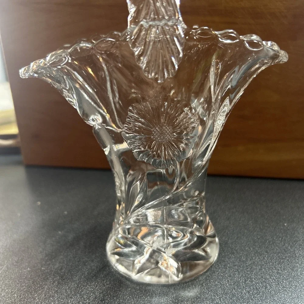 Vintage Glass Basket with Handle Easter Spring Decor